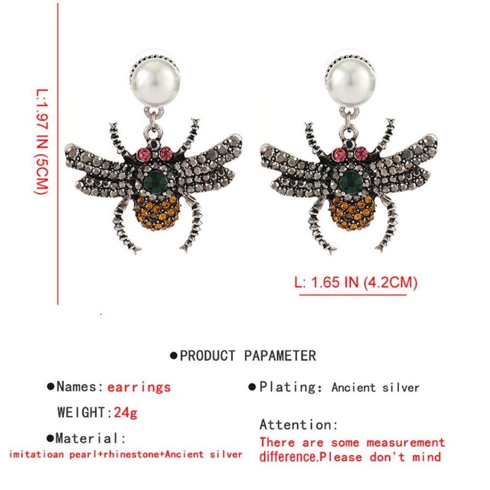 Bee Rhinestone Earrings - Picture 4 of 4